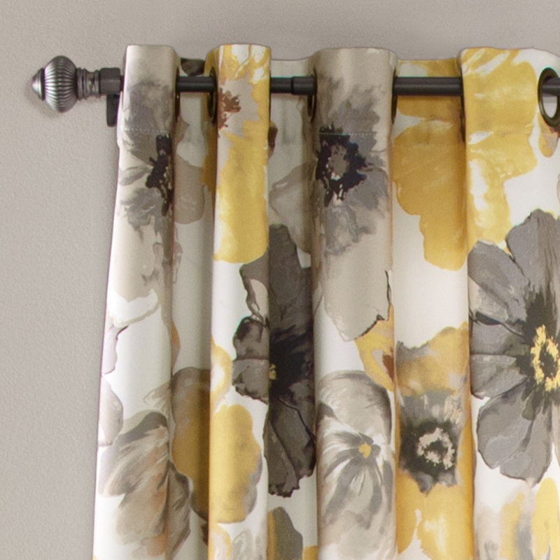 Leah Room Darkening Curtain Pair, Yellow, 52"W x 45"L