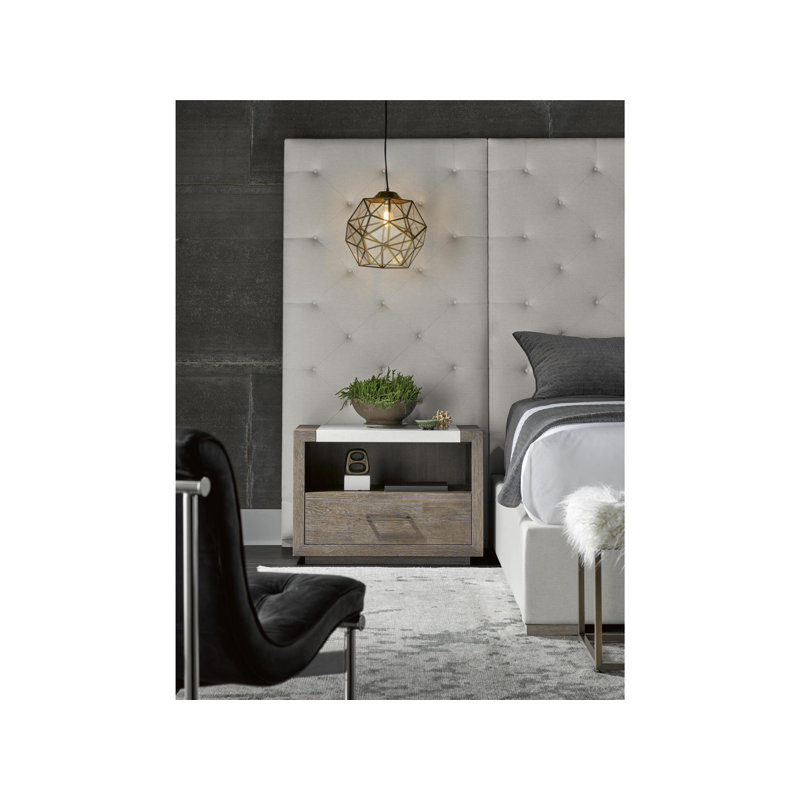 1 - Drawer Nightstand, Gray/White