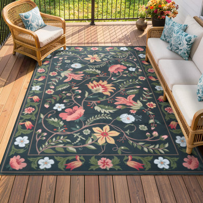  Tapis floral lavable blanc 6X9, tapis en filet à séchage rapide antidérapant pour terrasse