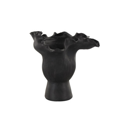 Joss & Main Ceramic Floral Inspired Abstract Vase With Linear Grooves