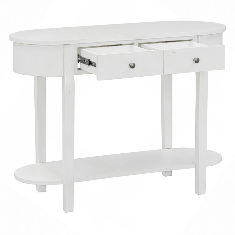 Elegant Retro Console Table With Curved Design And Smooth Glaze For Entryways, Living Rooms And Hallways