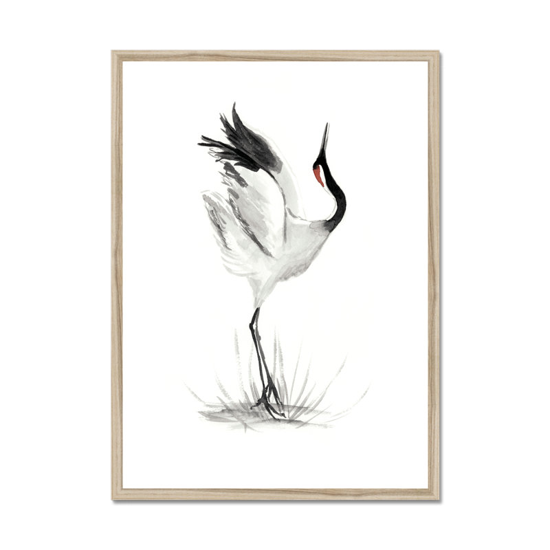 Japanese Cranes I by Naomi McCavitt - 1 Piece Painting, 80cm H x 55cm W, Natural Wood Framed Paper Print