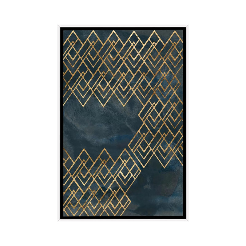 Reproduction d’art sur fond bleu « deco », H 26 po x l 18 po x P 1,5 po, Toile blanche encadrée
