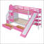 Lit superposé simple de style château avec glissoire, tiroirs et tablettes - pour chambres d'enfants et aires de jeux-725461187-725461190