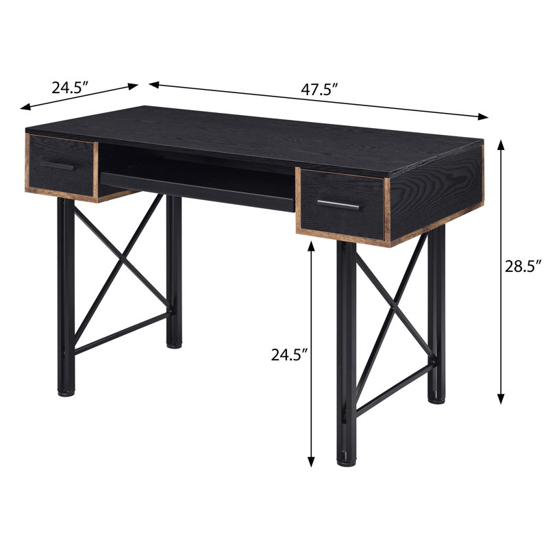 Computer Desk With Keyboard Tray, Black