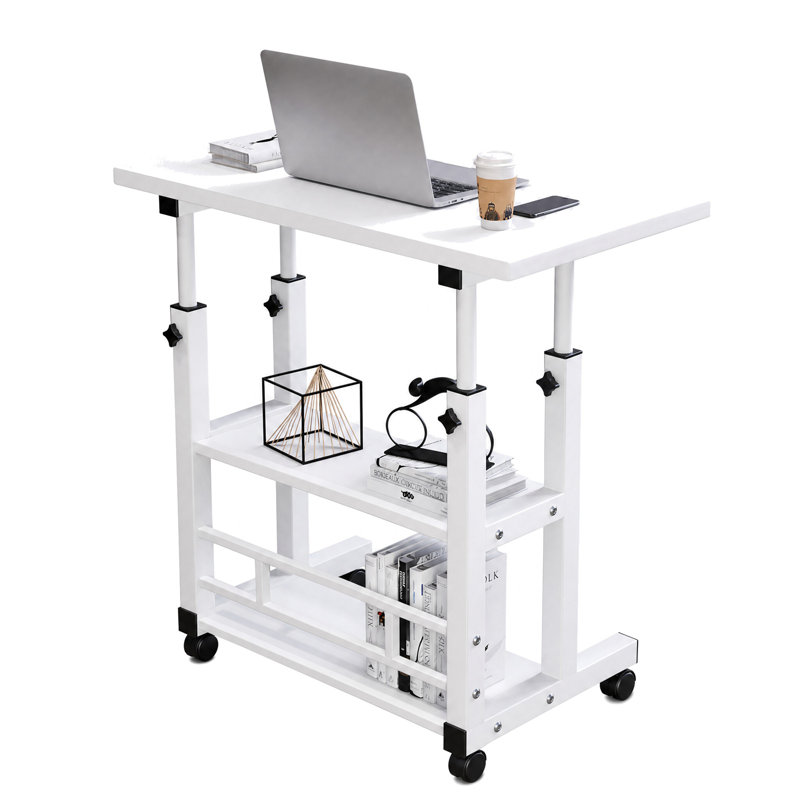 Table d'ordinateur portable en forme de C, réglable en hauteur, avec 2 tablettes, 31.5"