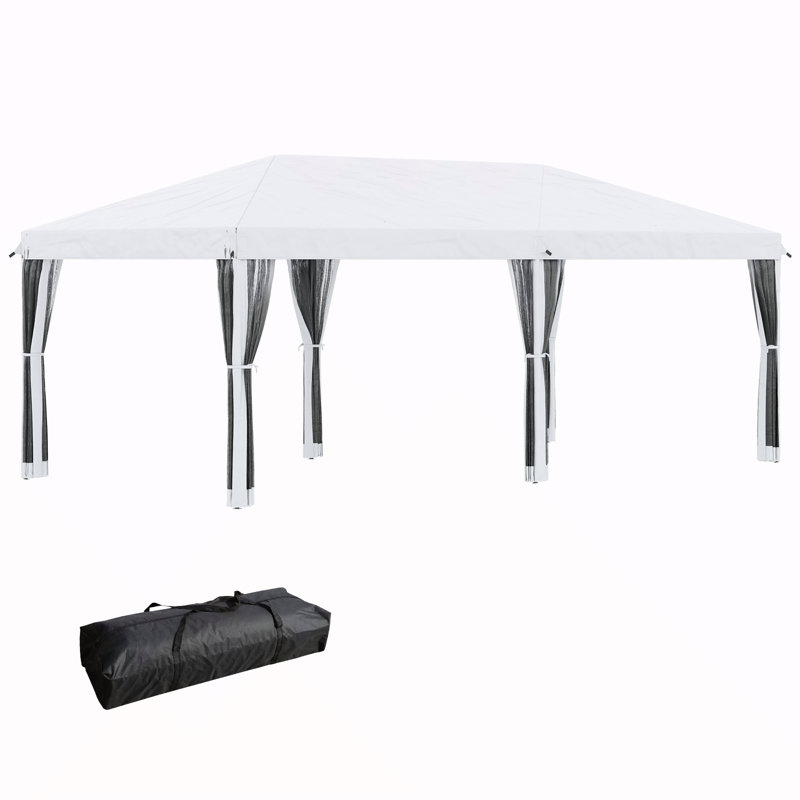 Tente avec auvent Pop Up Outsunny, White
