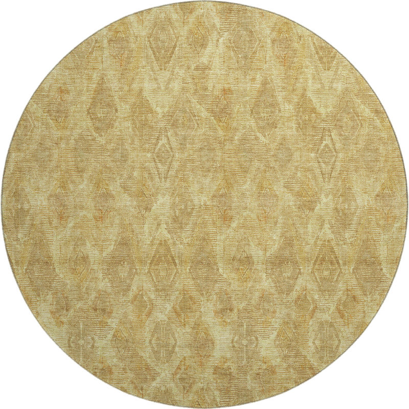 Premium Machine Washable Cerrito Gold Rug, Round 8'