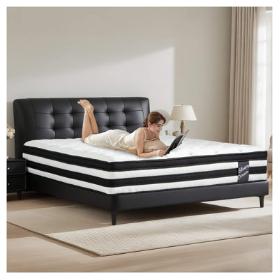 Matelas hybride pour lit simple de 12 pouces avec ressorts ensachés individuels et mousse à mémoire de forme - Housse tricotée respirante certifiée Oeko-Tex 100 pour un sommeil frais et soulager la pression