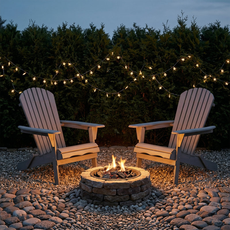 Foldable Outdoor Adirondack Chair Set Of 2 With Pre-Assembled Backrest