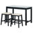 Modern Bar Dining Table Set With Storage Drawers And Padded Stools-105849878
