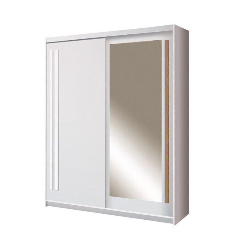 Skelmersdale 2 Door Manufactured Wood Wardrobe, White, 215 cm  H x 175 cm W x 59 cm D