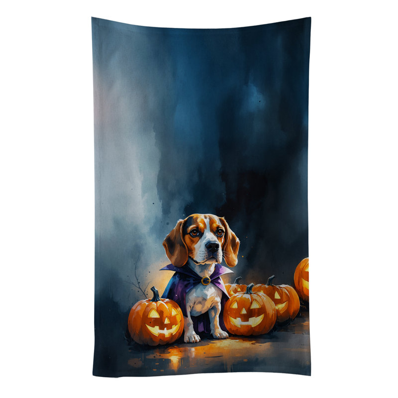 Beagle Puppy Halloween Kitchen Towel, Beagle