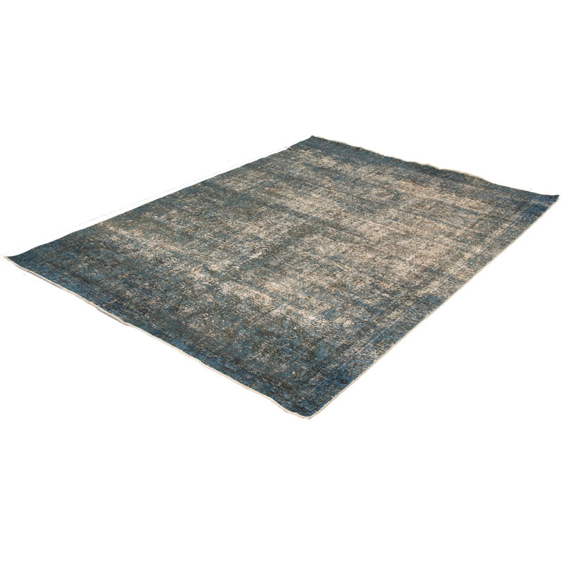 Tapis en laine crème/bleu 8 pi 7 po x 12 pi, one-of-kind à la main-noué la 1990 kosak Rylee