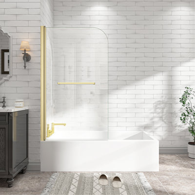 55"-60" W X 72" H Brushed Gold Reversible Installation Double Bypass Sliding Shower Door,Aluminium Alloy Frame,1/4"(6MM) Tempered Glass With Nano Explosion-Proof Membrance,Easy Installation