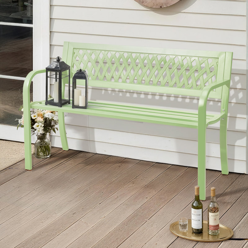 Banc d'extérieur en fer noir 47 po, Vert