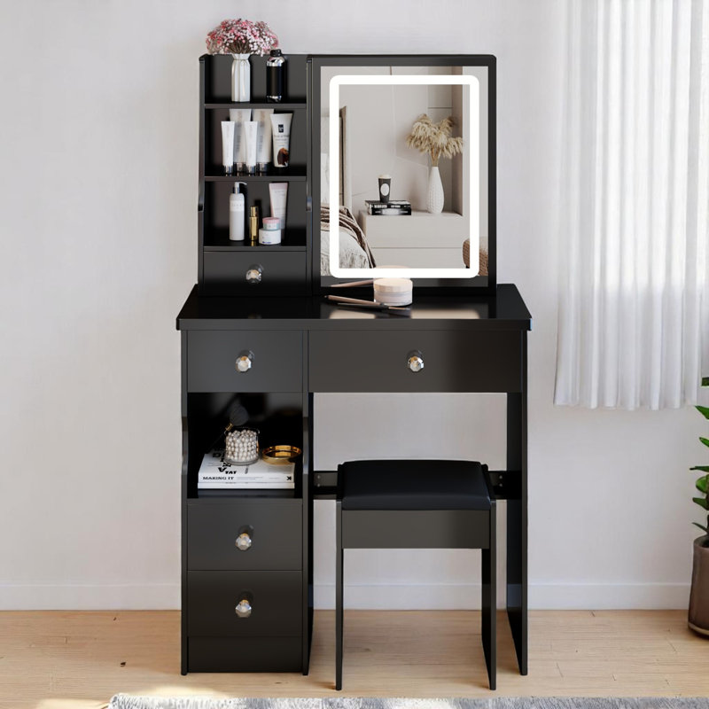 Petit meuble-lavabo pour maquillage, Noir