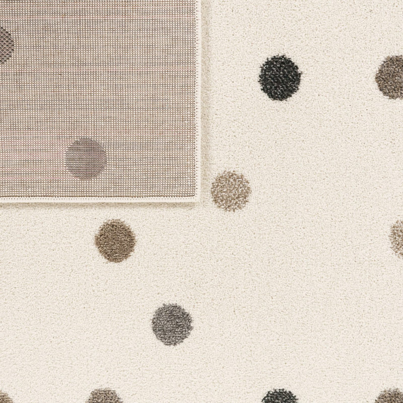 Tapis pour enfants à pois crème beige, Runner 2'8" x 4'11'', beige