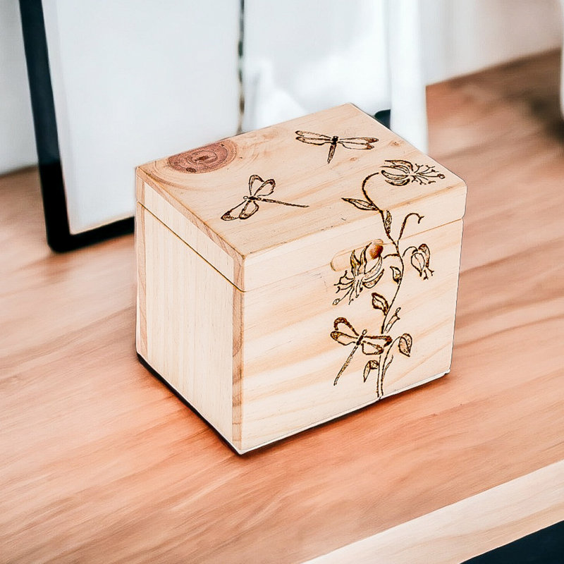 Handmade Dragonfly Traces Wood Decorative Box