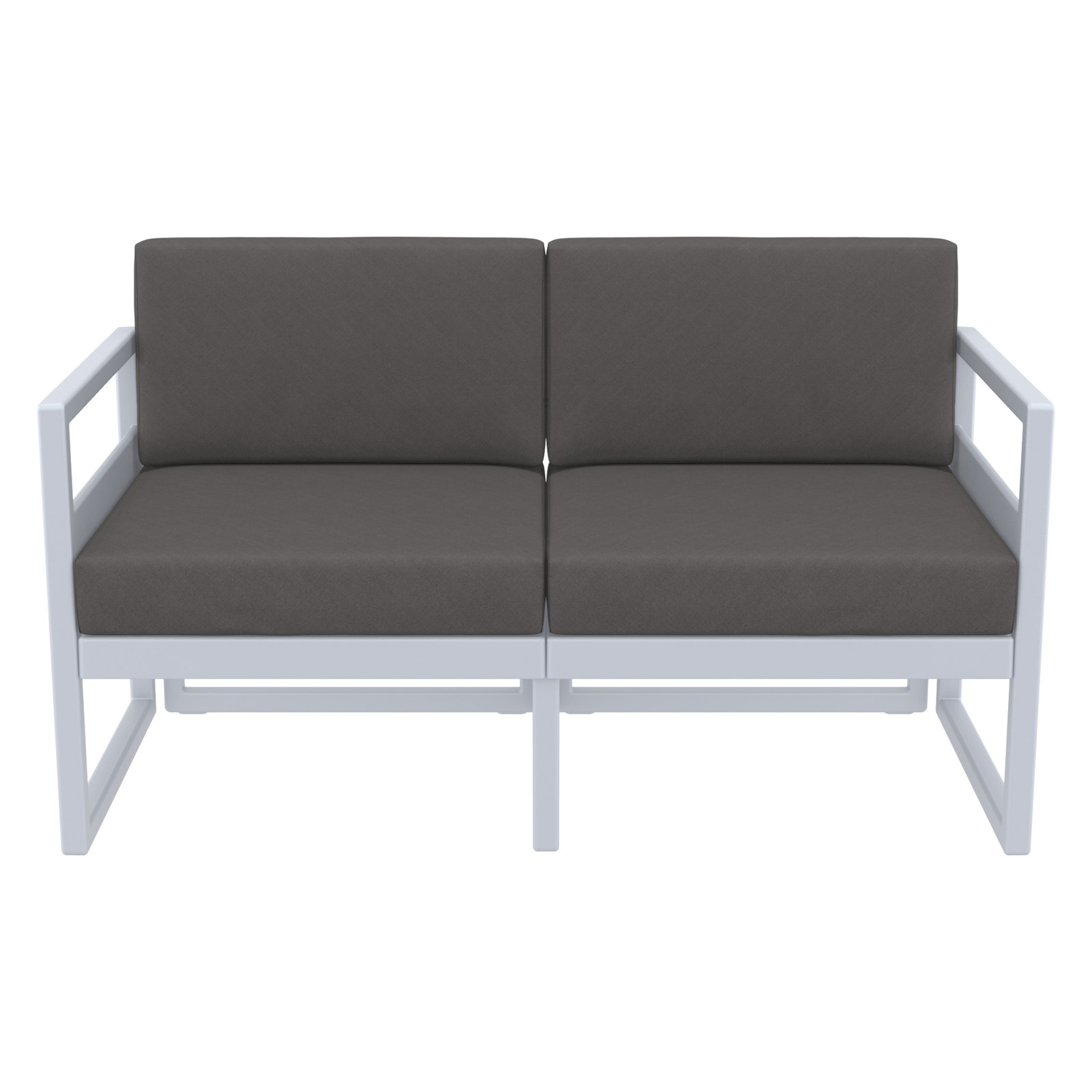 Lane 58'' Wide Straight Loveseat with Cushions, Charcoal, Silver/Gray