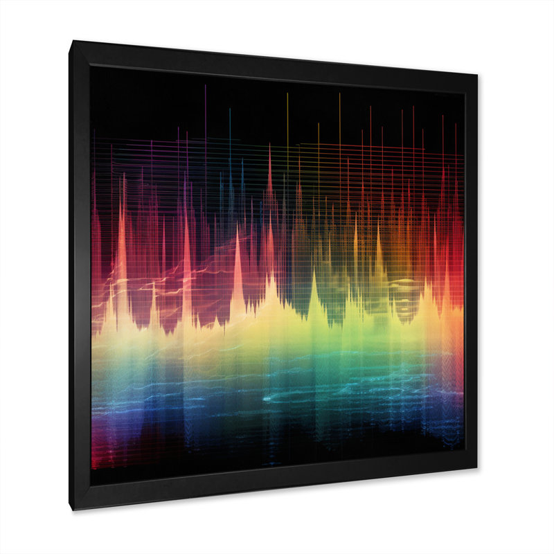 Sounds of the Waves Spectogram - Abstract Shapes, impression d'art mural, Cadre simple noir, H 30 po x l 30 po x P 1 po