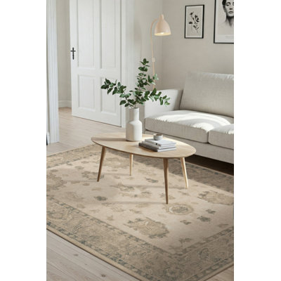 Tapis en chenille beige lavable Lucien