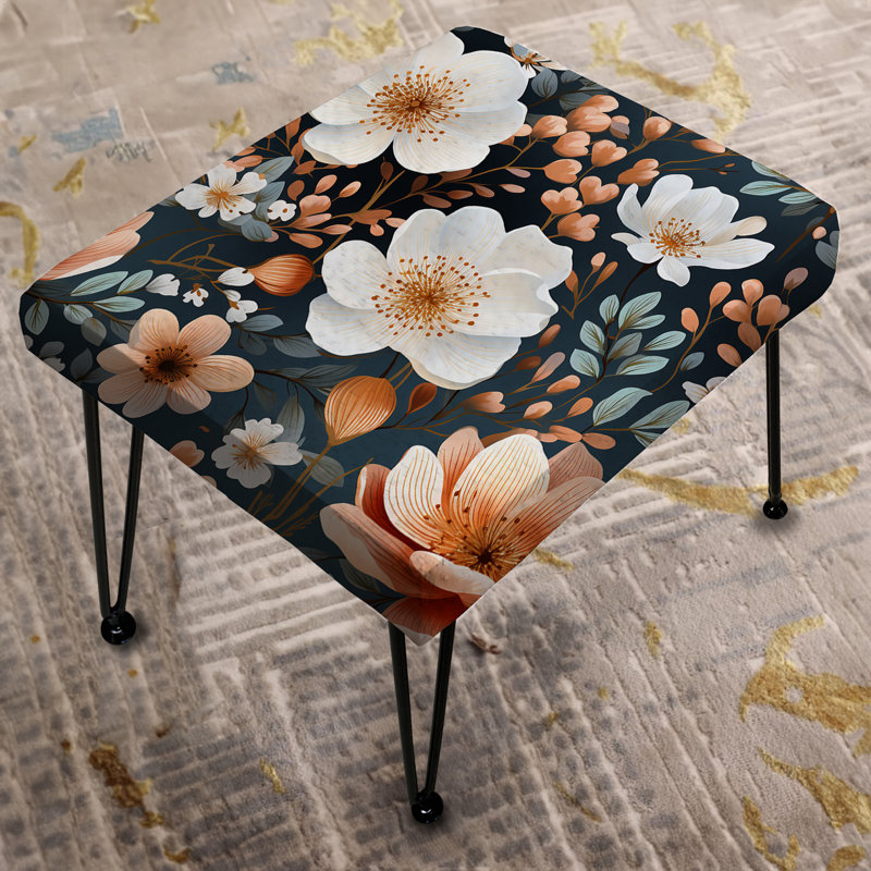 Motif imprimé de fleurs aquarelles - repose-pieds rectangulaire floral