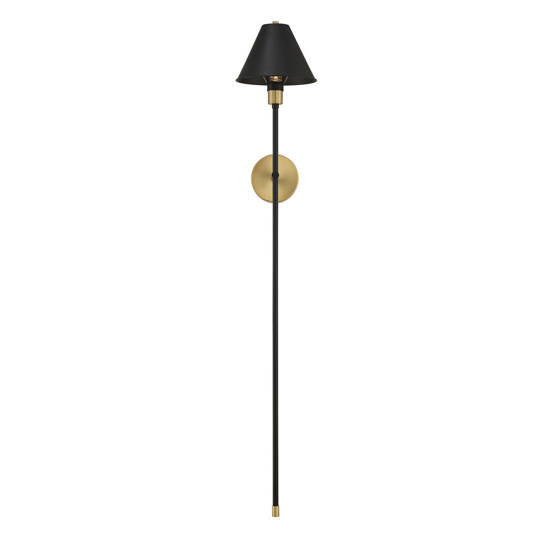 Black and Brass Dimmable Steel Wall Sconce