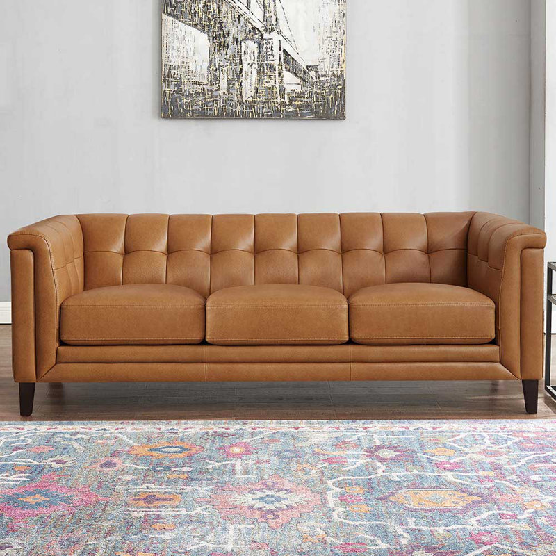 Colturo Upholstered 84'' Sofa, Cognac Brown