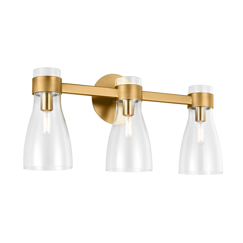 Burnished Brass and Glass Single Light Vanity Sconce