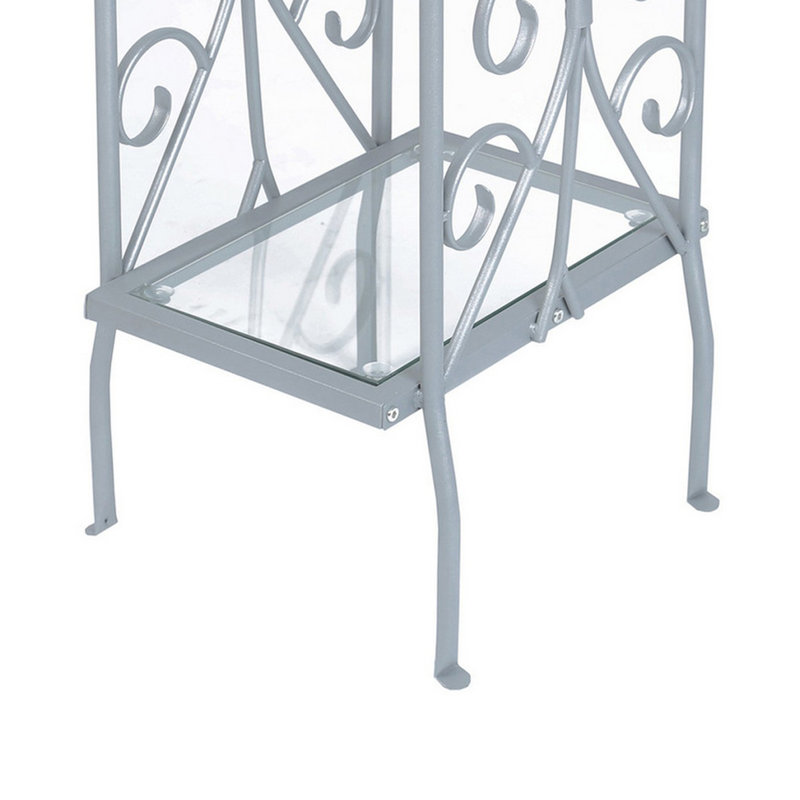 Sleek Silver Metal & Clear Glass Rectangular Accent Table