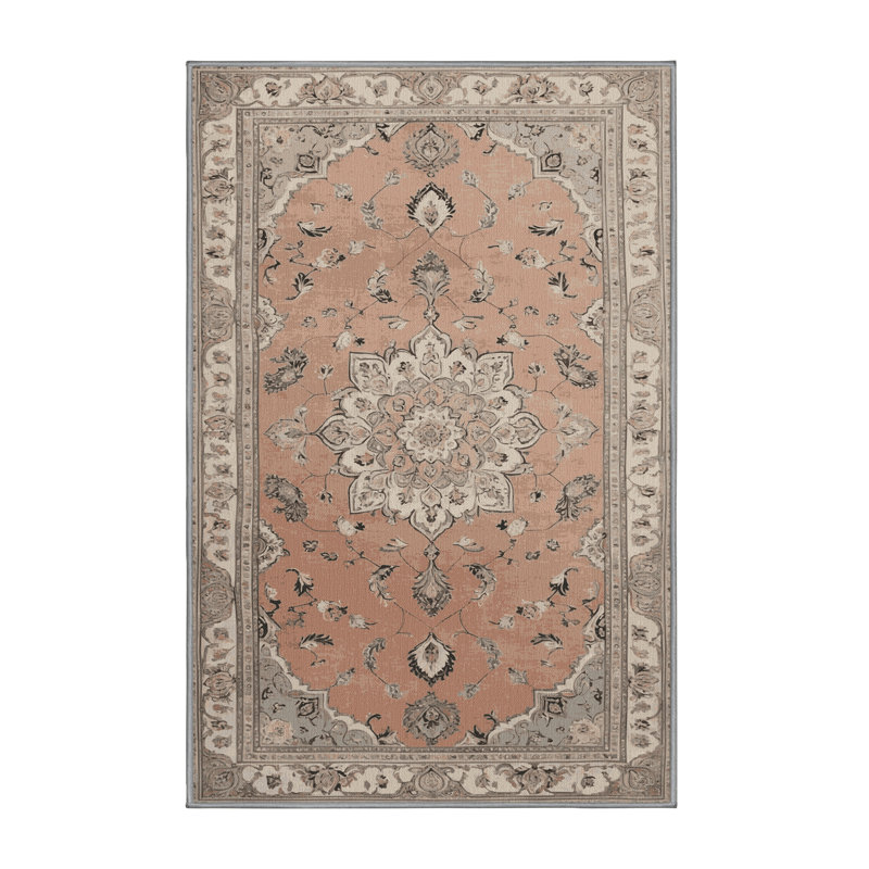 Tapis gris Tabriz lavable à la machine, Rectangulaire 8 pi x 10 pi