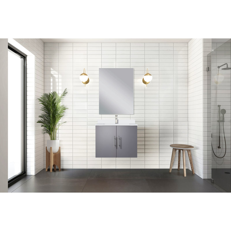 Meuble-lavabo de salle de bain 24 po X P 22 po D, avec plateau en marbre de culture, Gris, 24"