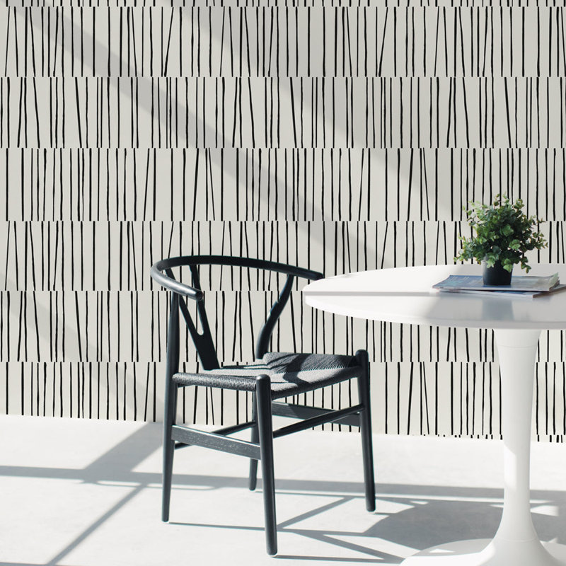  16.5' L x 20.5" W Peel and Stick Wallpaper Roll, Black/White