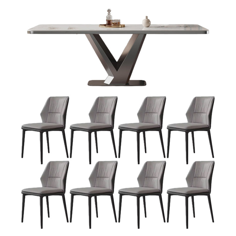 Table de salle à manger rectangulaire, 9 pièces : table, 8 chaises, H 29,53 po x l 70,87 po x P 35,43 po