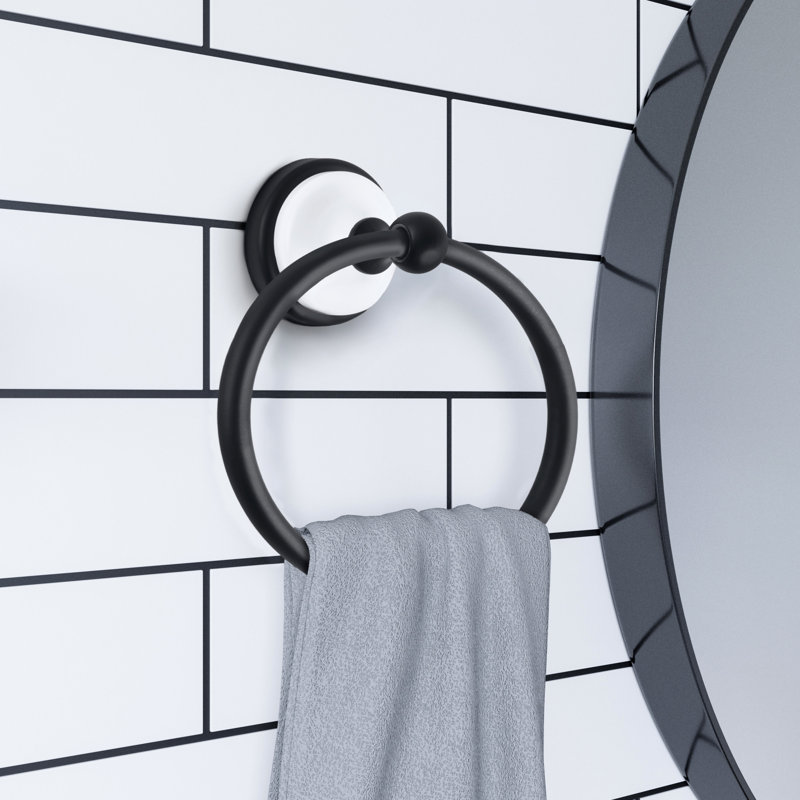 Design House 559278 Savannah Towel Ring , Matte Black/White