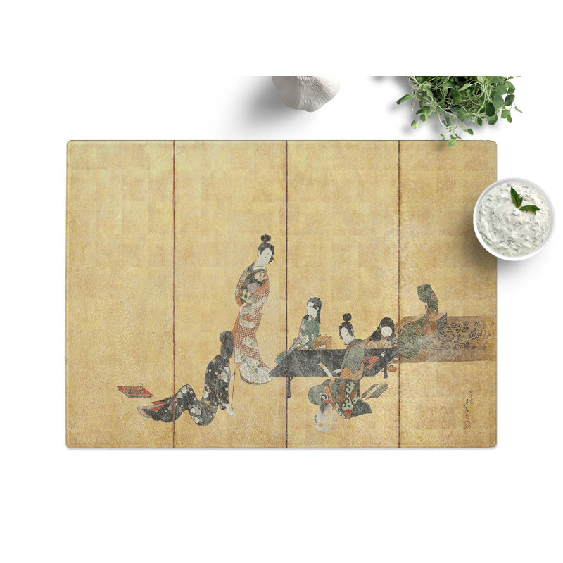Tempered Glass Parody of the Four Accomplishments by Shibata Zeshin Chopping Board, 28.5 cm x 20 cm