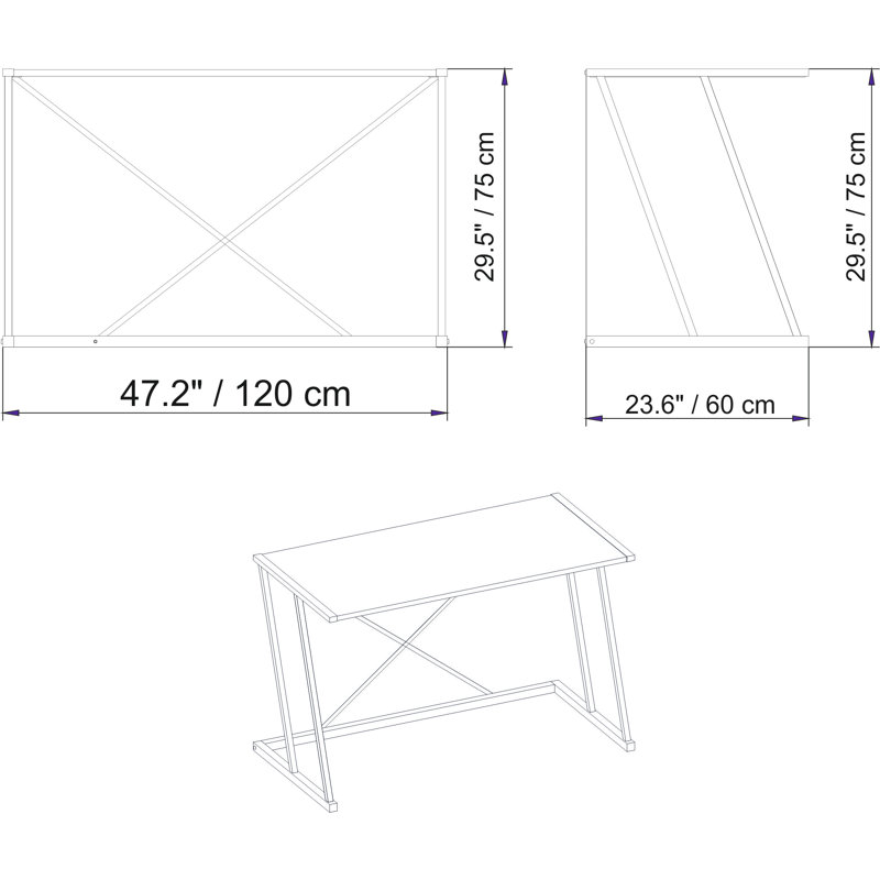 Hawkin 120cm W Rectangular Computer Desk, White