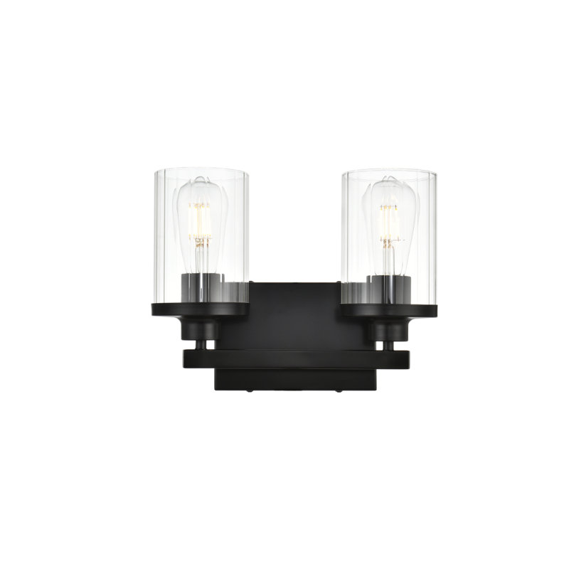 Éclairage pour meuble-lavabo à intensité variable Dariela, Noir, H 10 po x l 12 po x P 12 po, Deux lumières