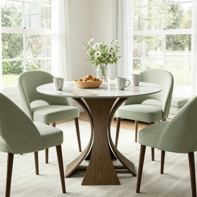 Aversa 39''/43'' Modern Round Dining Table, Small Kitchen Table For Breakfast Nook, Apartment, 1-Step Easy Assembly
