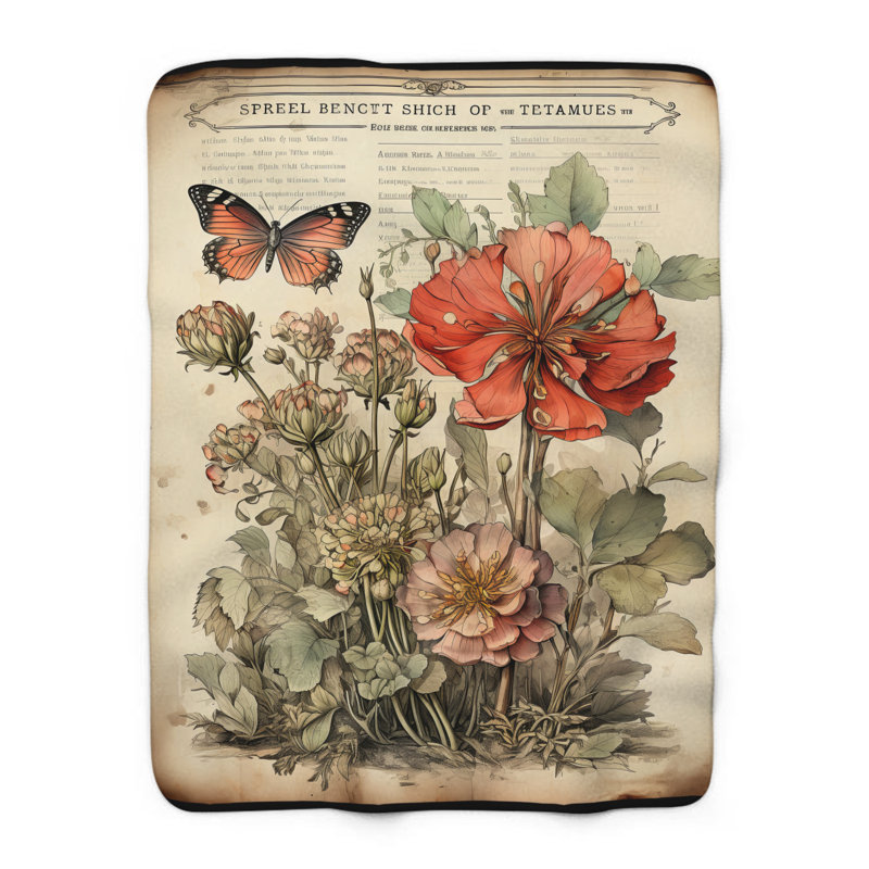 Spectrum Petal Serenade - couverture sherpa de qualité supérieure 1 pièce - reproduction d'art luxueuse, Lit simple