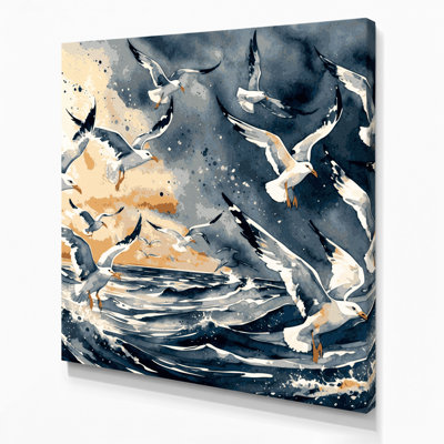 Oiseaux, goéland argenté et toile beige