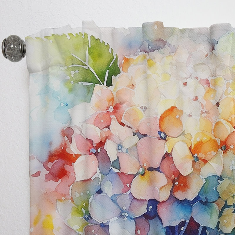 Hortensia bleu vert - rideau en velours traditionnel - obscurcissant - 1 panneau, L 52 po x L 90 po