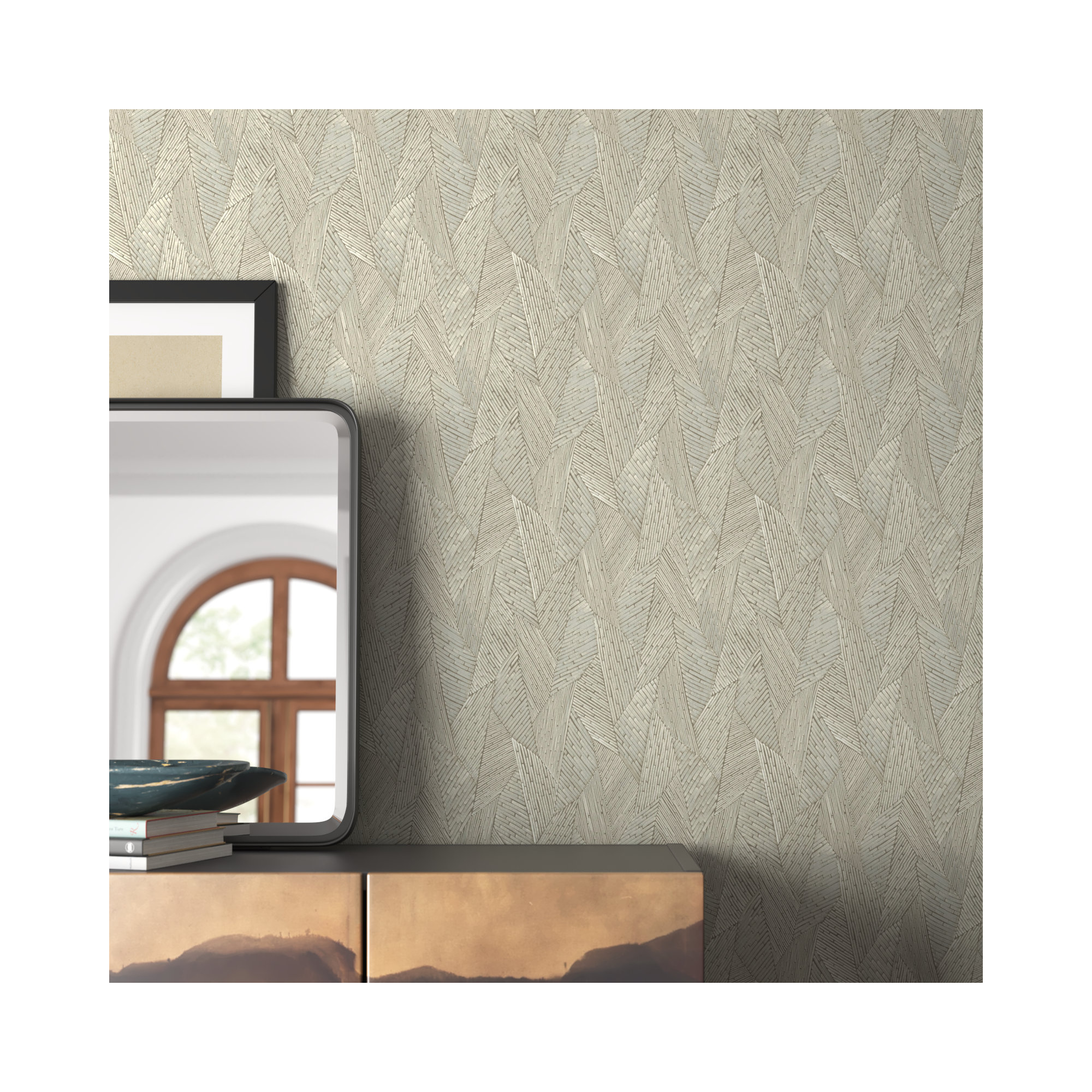 Peel & Stick Geometric Roll, Brown/Taupe