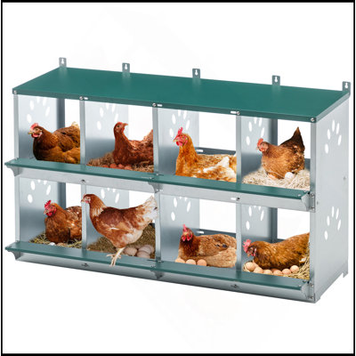 8 Compartment Chicken Nesting Boxes,For Laying Eggs, Metal Poultry Nest Box Wall Mount For Chickens, Hens, Large Vented Holes Chicken Coop Box