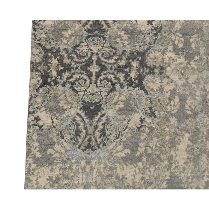 Tapis gris / ivoire / noir noué à la main de haute qualité
