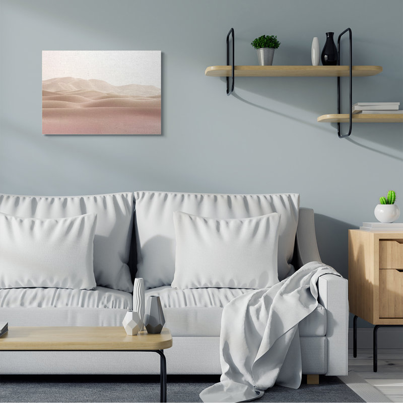 «Desert Sand Dunes Landscape Beige White Sky» par Kim Allen - impression, H 24 po x l 30 po, Toile tendue