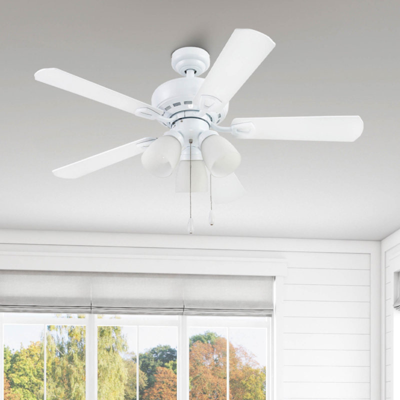 Miller Park 44'' Ceiling Fan with Light Kit, White with White/Gray Oak Blades