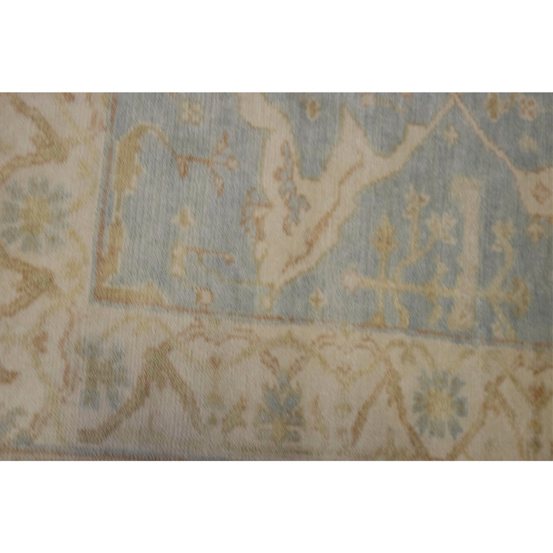 High-Quality Hand-Knotted Light Blue And Ivory Area Rug