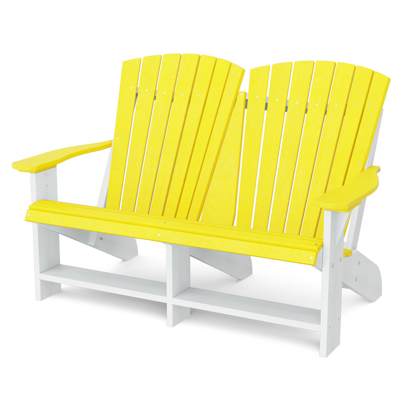 Heritage Double Adirondack Chair, Lemon Yellow/White